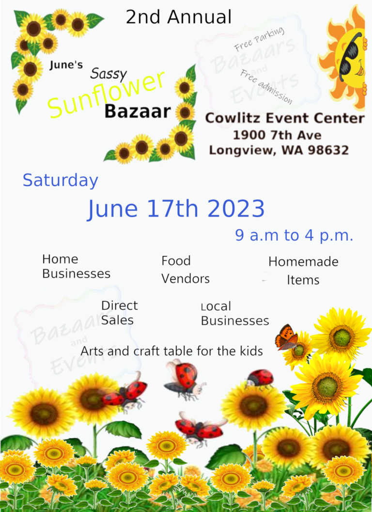 2nd Sassy Sunflower Bazaar 2023 Customer flyer smaller 768x1056