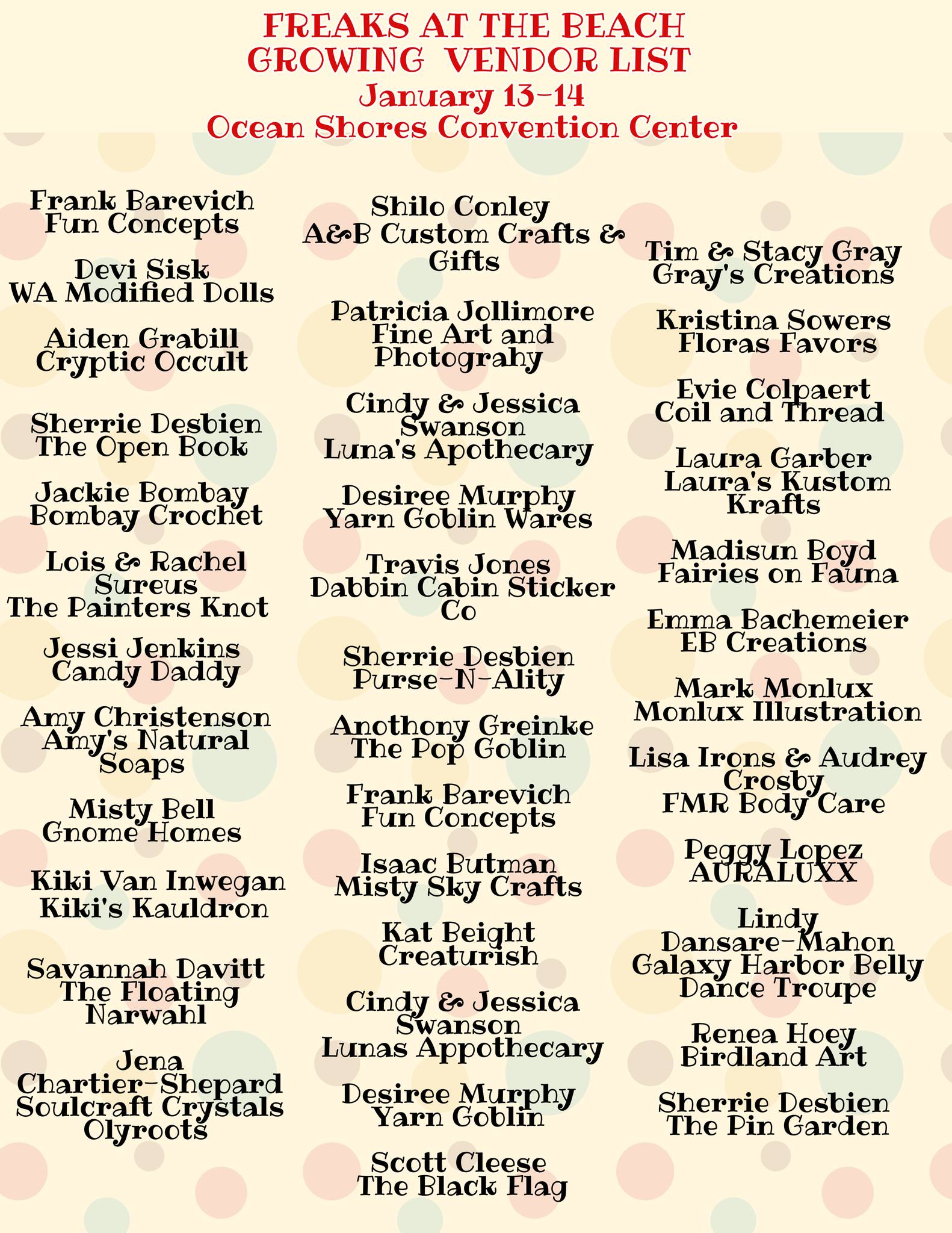 vendors for freaks at the beach